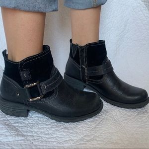 Black Leather and Suede Ankle Boots